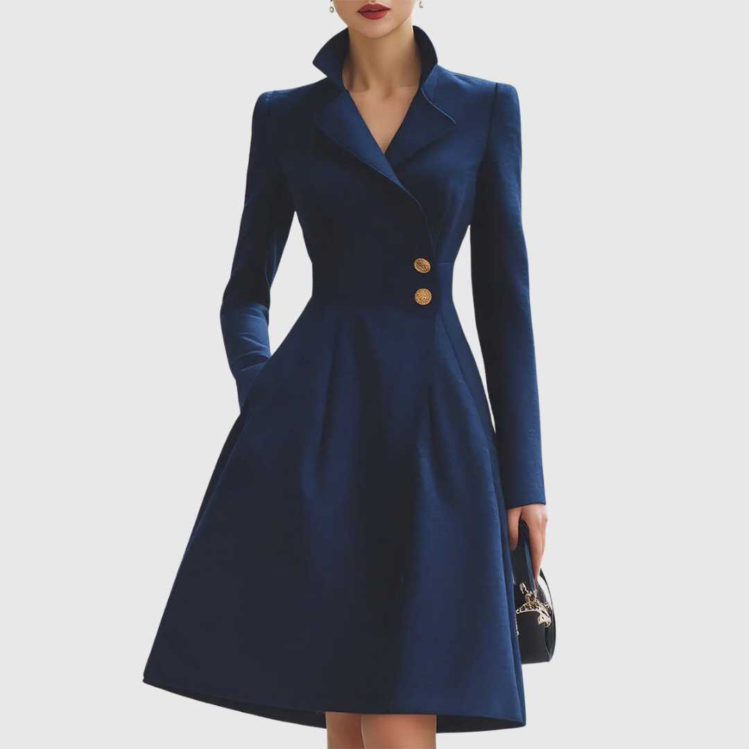 Wren | Women's Velvet Blazer Dress Navy Long Sleeve