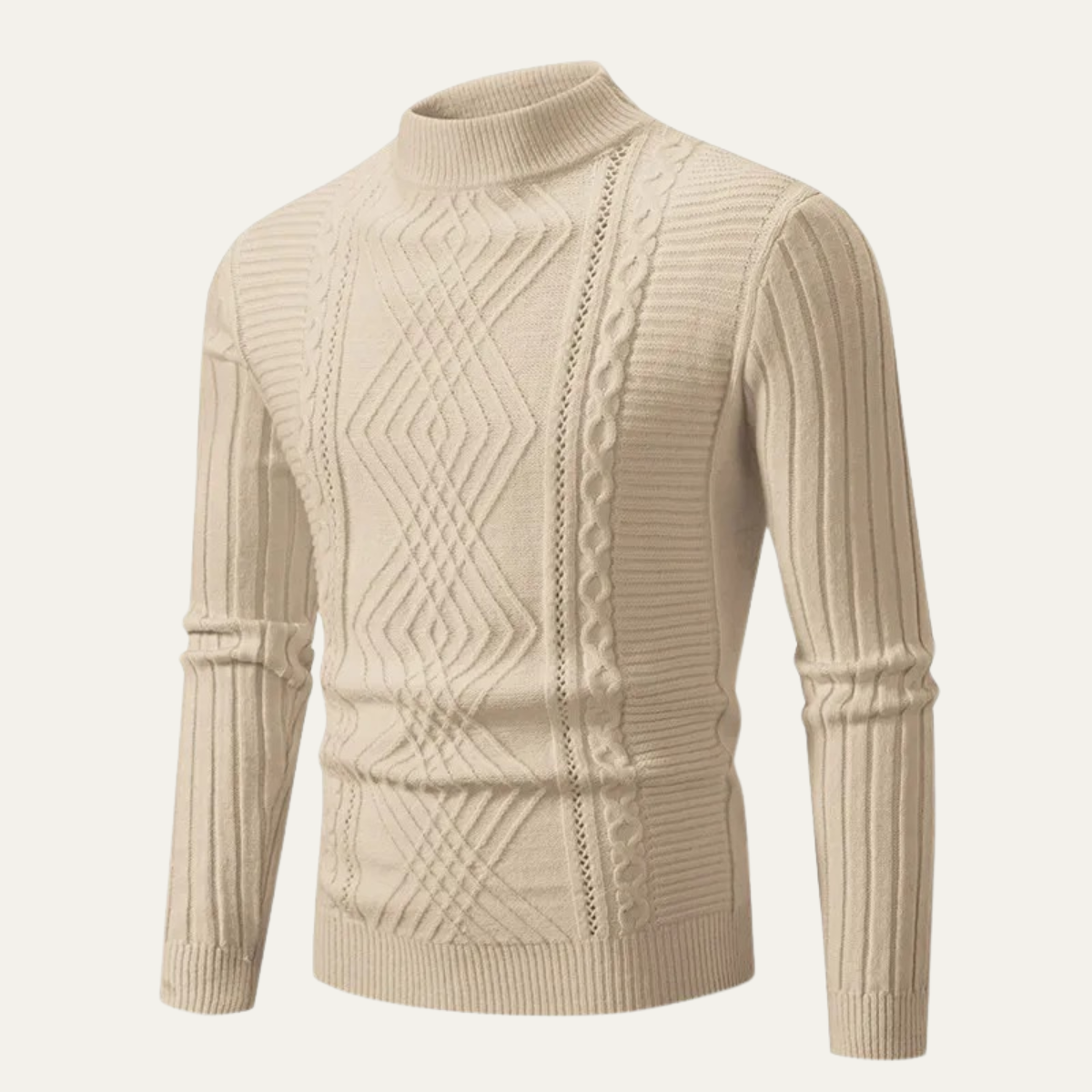 Jude | Men's Mock Neck Cable Knit Sweater Black