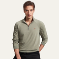 Dama Washington Axel men's quarter zip sweater beige long sleeve - front view