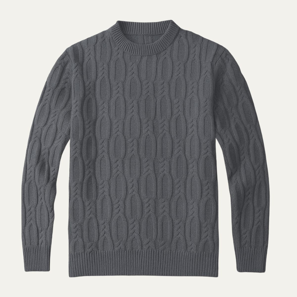 Marco | Men's Cable Knit Sweater Rust Crew Neck