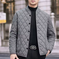 Dama Washington Beau men's quilted blazer gray button up jacket - front view