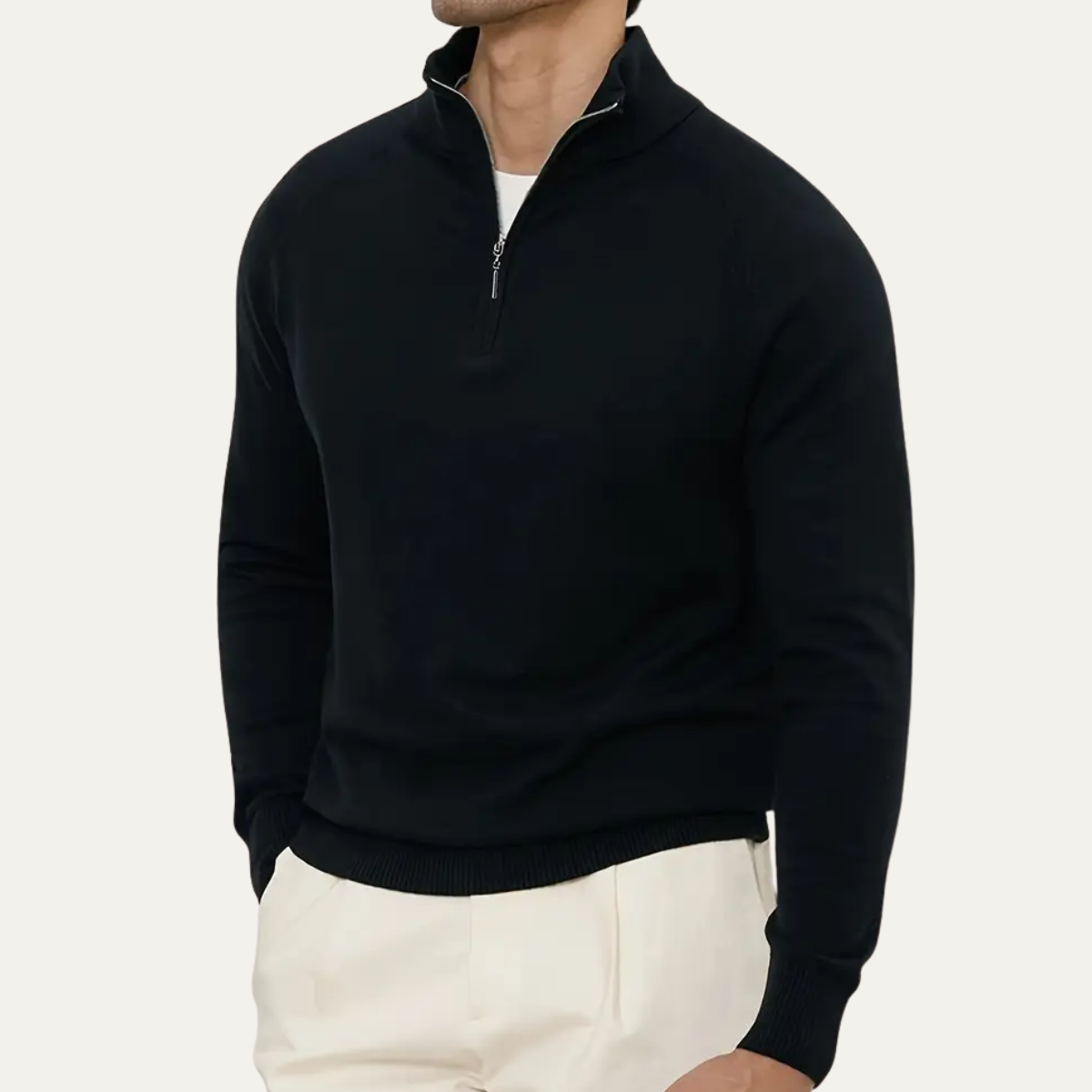 Jude | Men's Quarter Zip Sweater Gray Mock Neck Cashmere