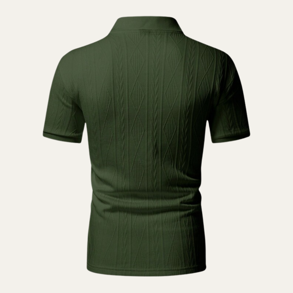 Dama Washington Ash men's textured polo shirt olive green short sleeve - view 8
