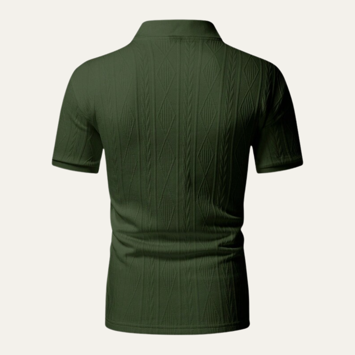 Ash | Men's Textured Polo Shirt Olive Green Short Sleeve