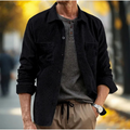Dama Washington Bram men's casual corduroy button up shirt jacket black - front view