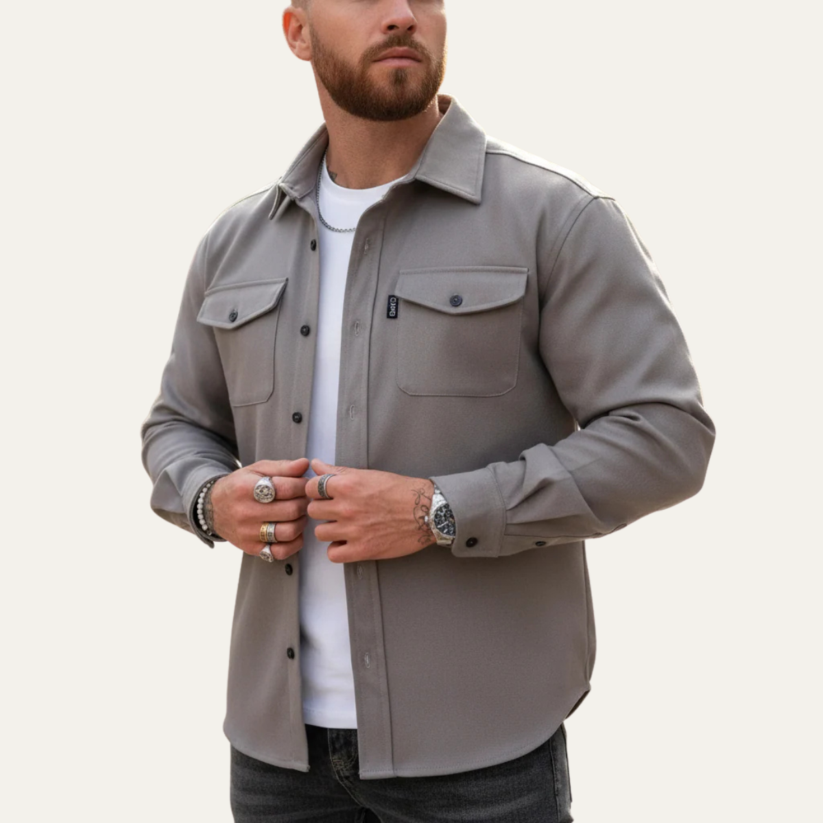 Bram | Men's Utility Overshirt Blue Button Up Casual Jacket
