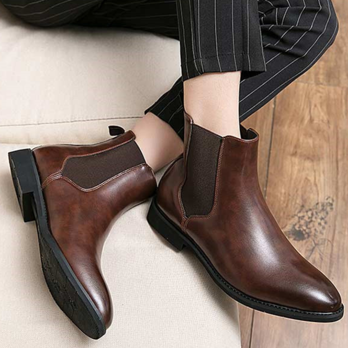 Beau | Men's Chelsea Boots Brown Leather Smart Casual