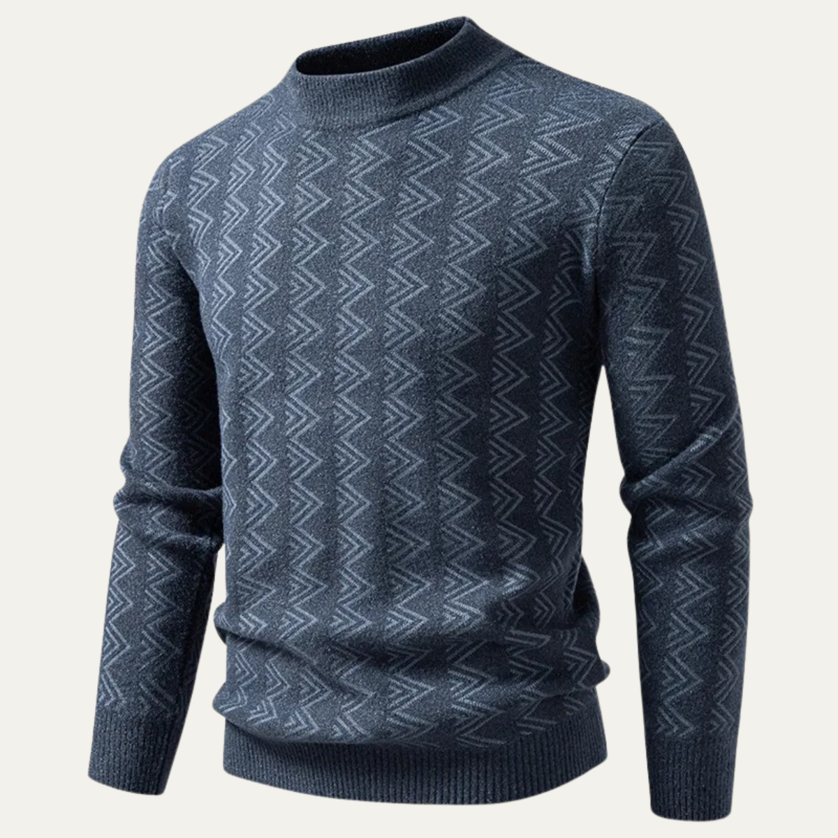Ash | Men's Geometric Pattern Crew Neck Sweater Cream