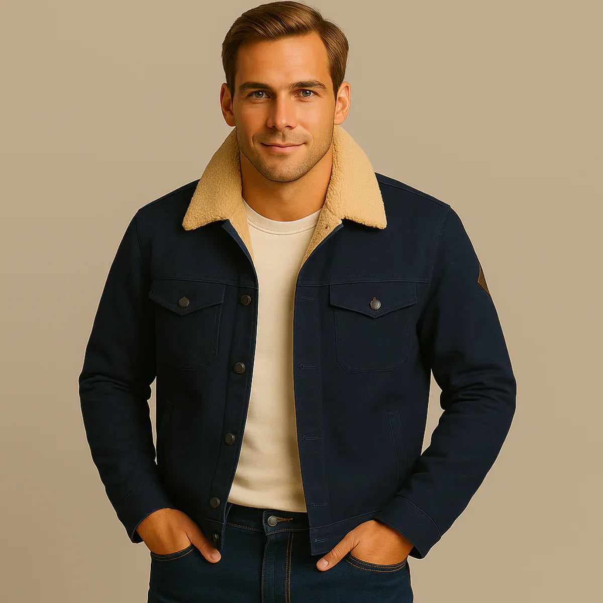Jude | Men's Sherpa Lined Denim Jacket Black