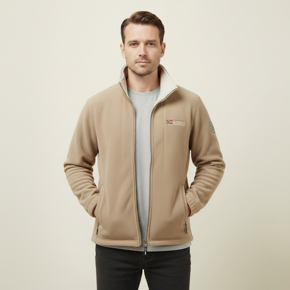 Axel | Men's Fleece Jacket Black Zip Up Lightweight
