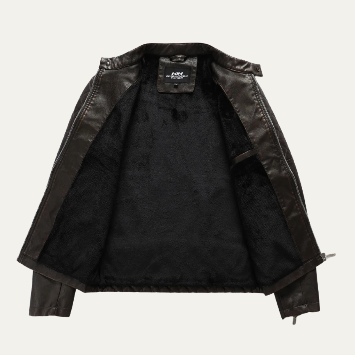 Axel | Men's Leather Jacket Black Quilted Collared