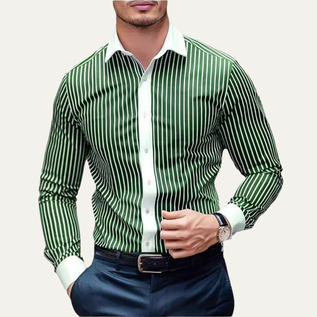 Kai | Men's Striped Button Up Shirt Burgundy White