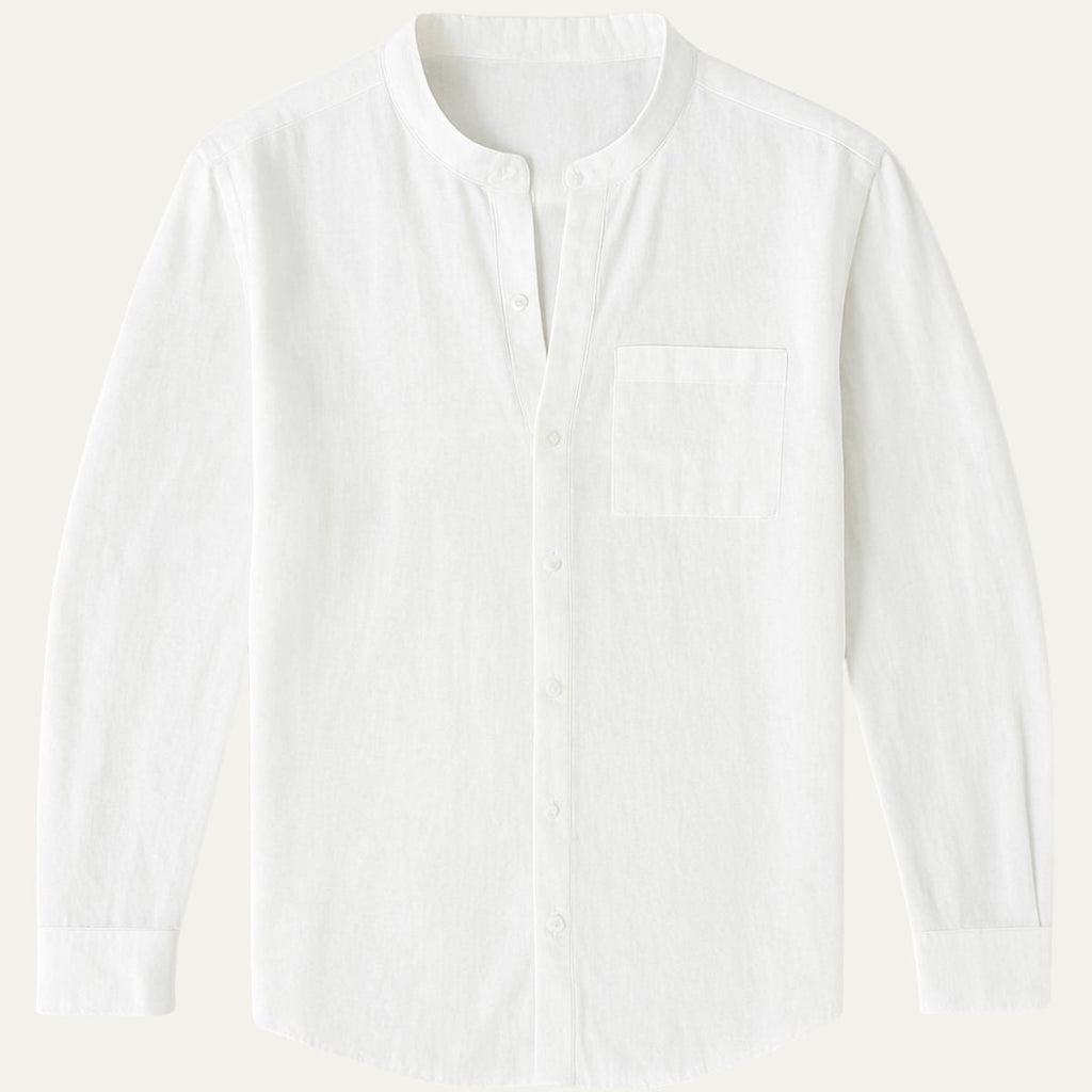 Dama Washington Bram men's linen shirt cream long sleeve button up - view 2