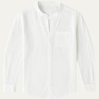 Dama Washington Bram men's linen shirt cream long sleeve button up - view 2