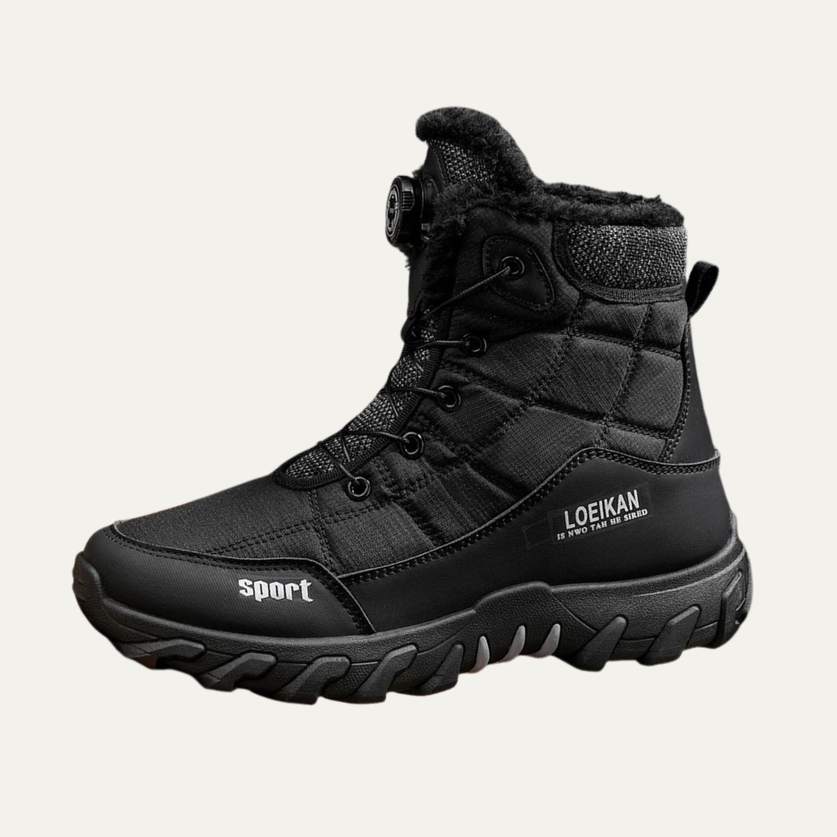 Lars | Men's Waterproof Winter Snow Boots Black Sherpa Lined