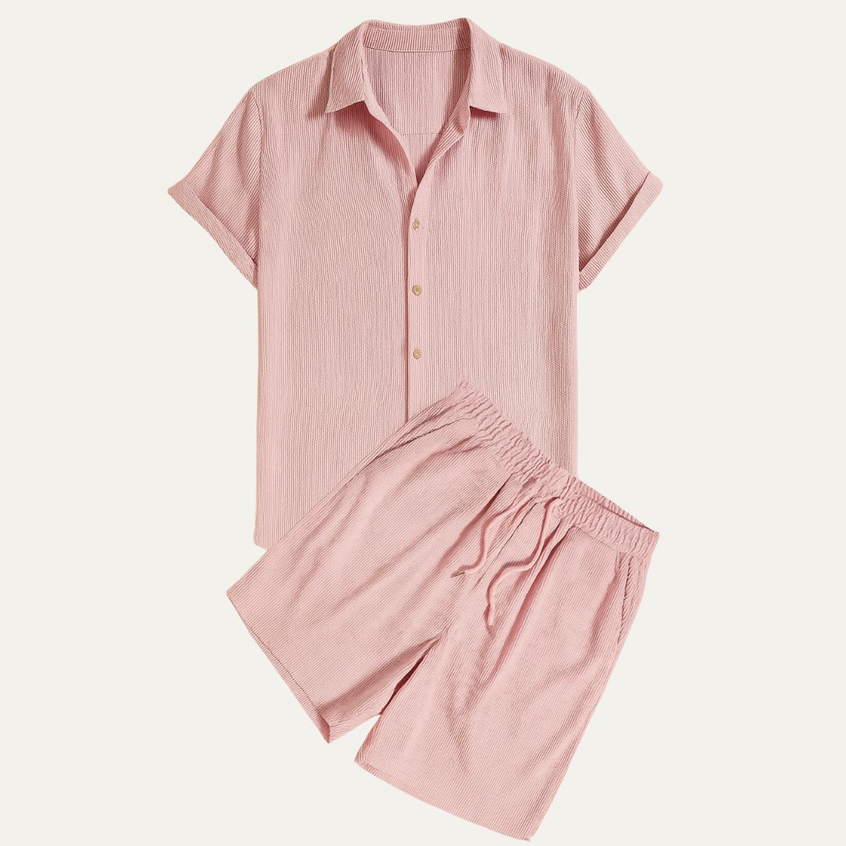 Bram | Men's Linen Shirt Shorts Set Sage Green Casual