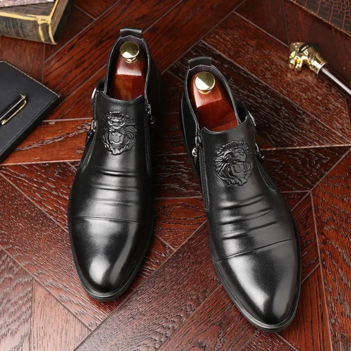Dane | Men's Leather Ankle Boots Black Zip Detail