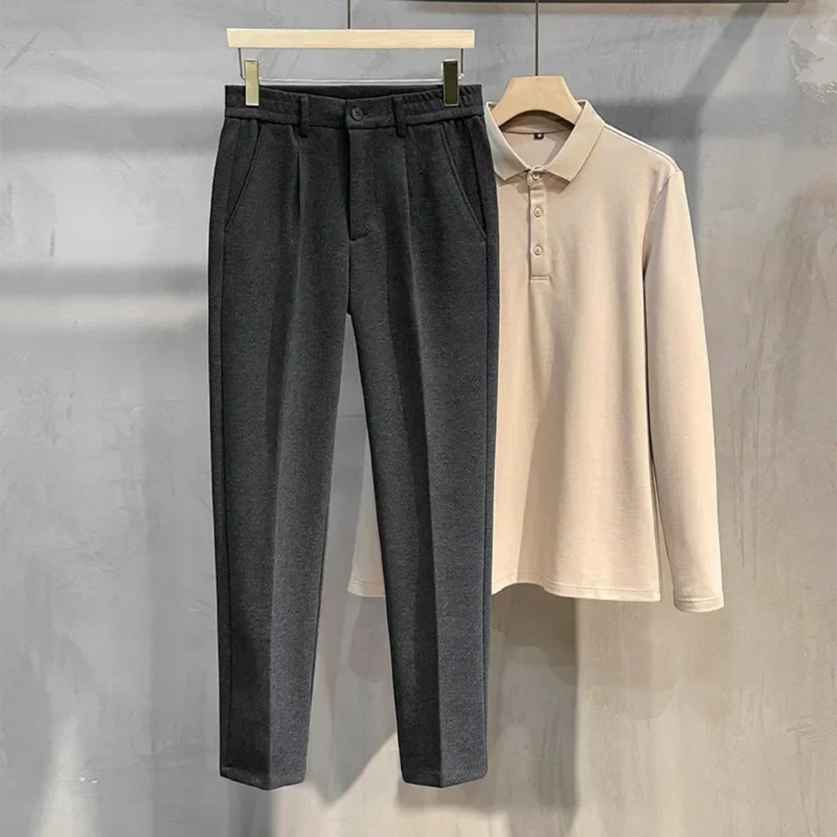 Beau | Men's Smart Casual Tailored Straight Leg Pants Black