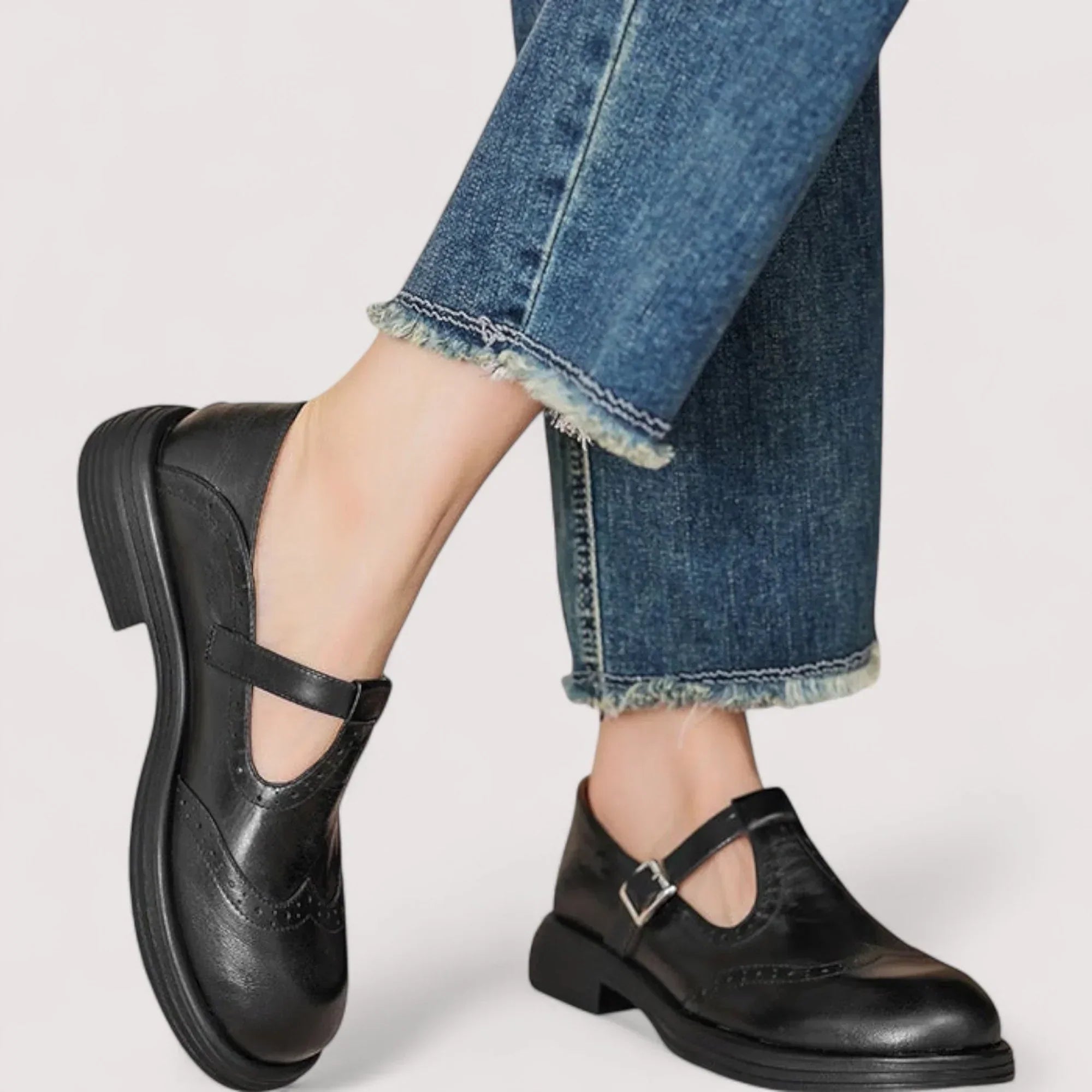 Stella | Women's Brogue Mary Jane Brown Leather Comfort Shoes