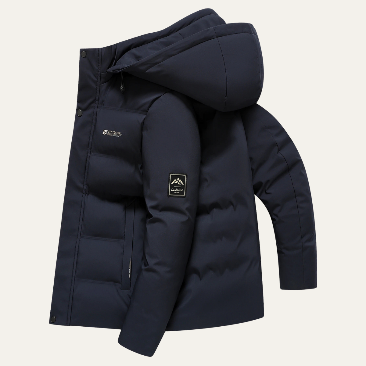 Bram | Men's Puffer Jacket Navy Hooded Quilted Winter Coat