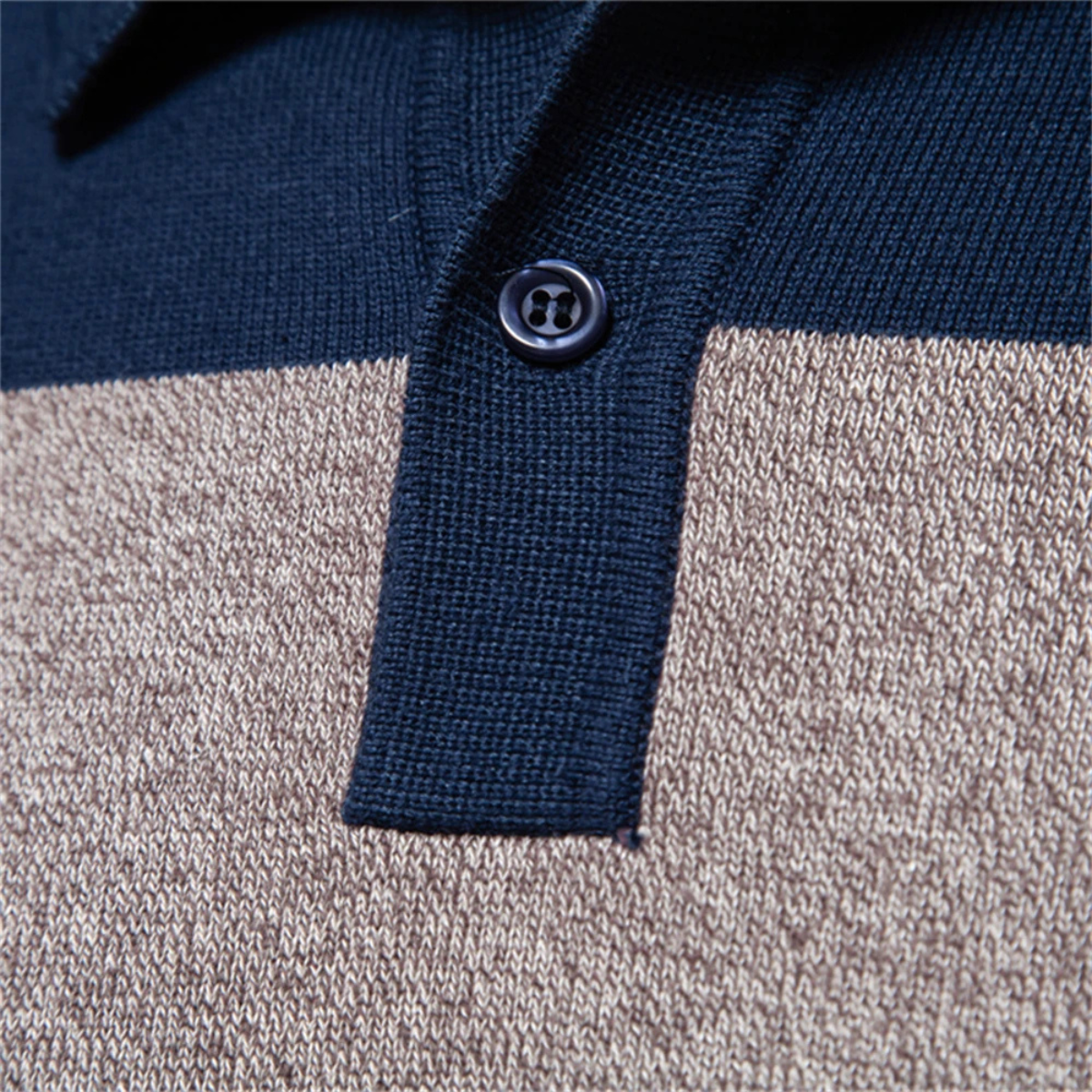 Beau | Men's Striped Polo Sweater Navy Gray Burgundy