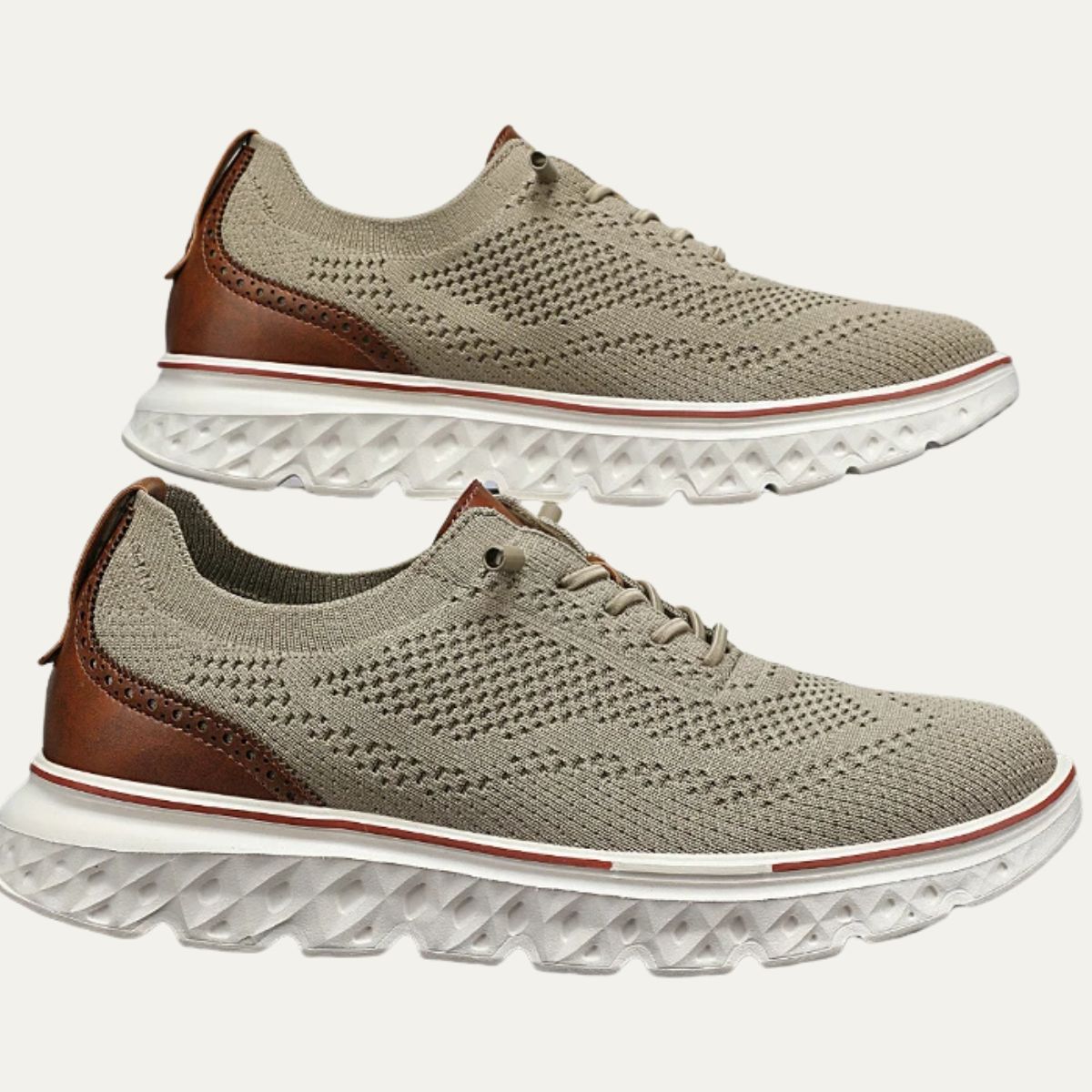 Kane | Men's Knit Lace Up Sneaker Cream Brown