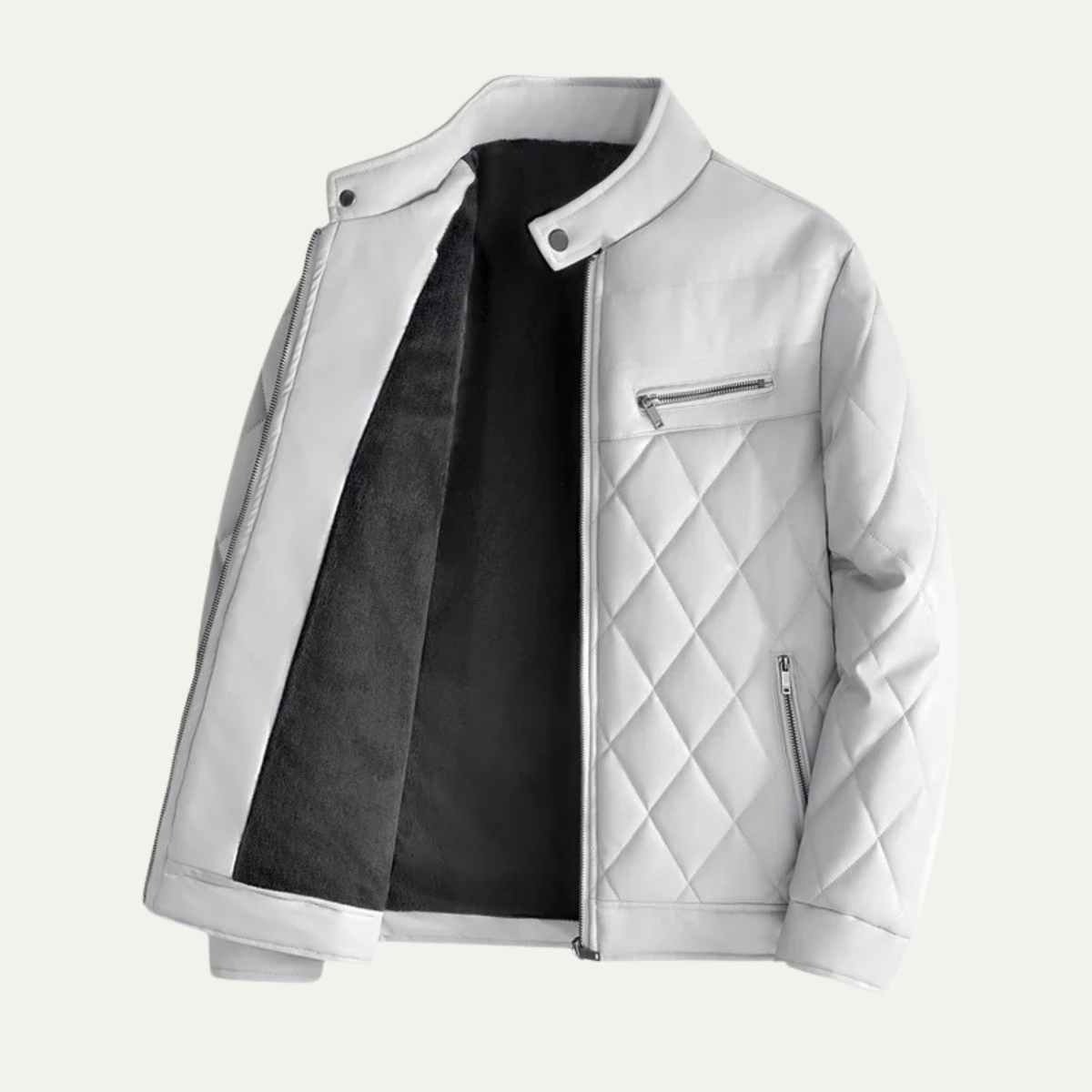 Axel | Men's Quilted Leather Jacket White