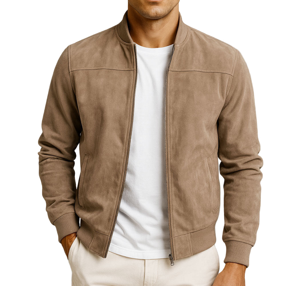 Axel | Men's Suede Zip Jacket Casual Beige