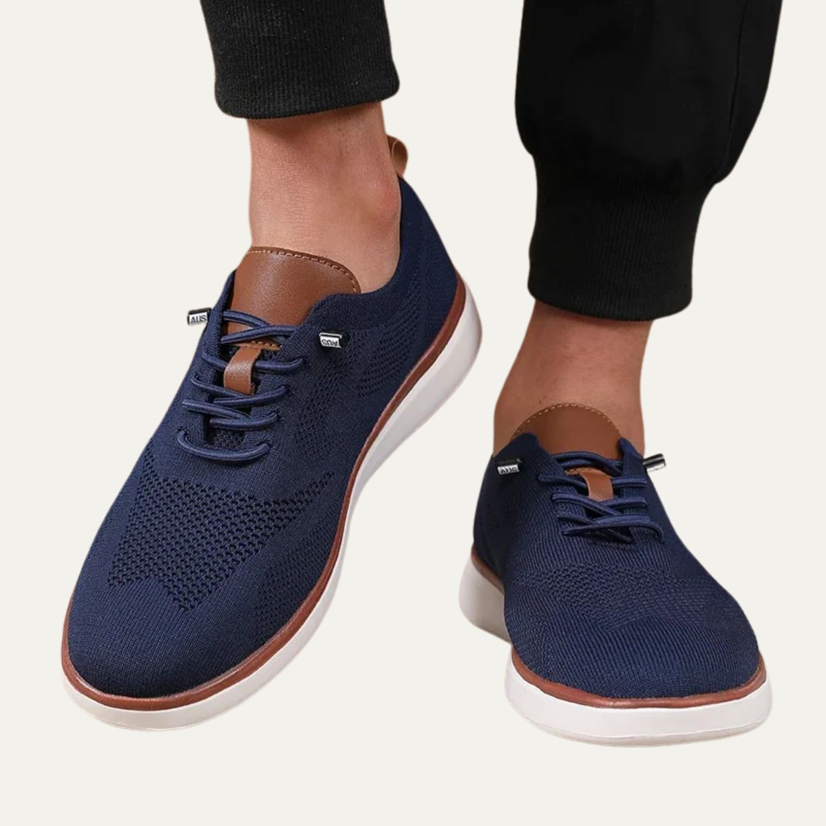 Marco | Men's Breathable Knit Sneaker Beige White Sole