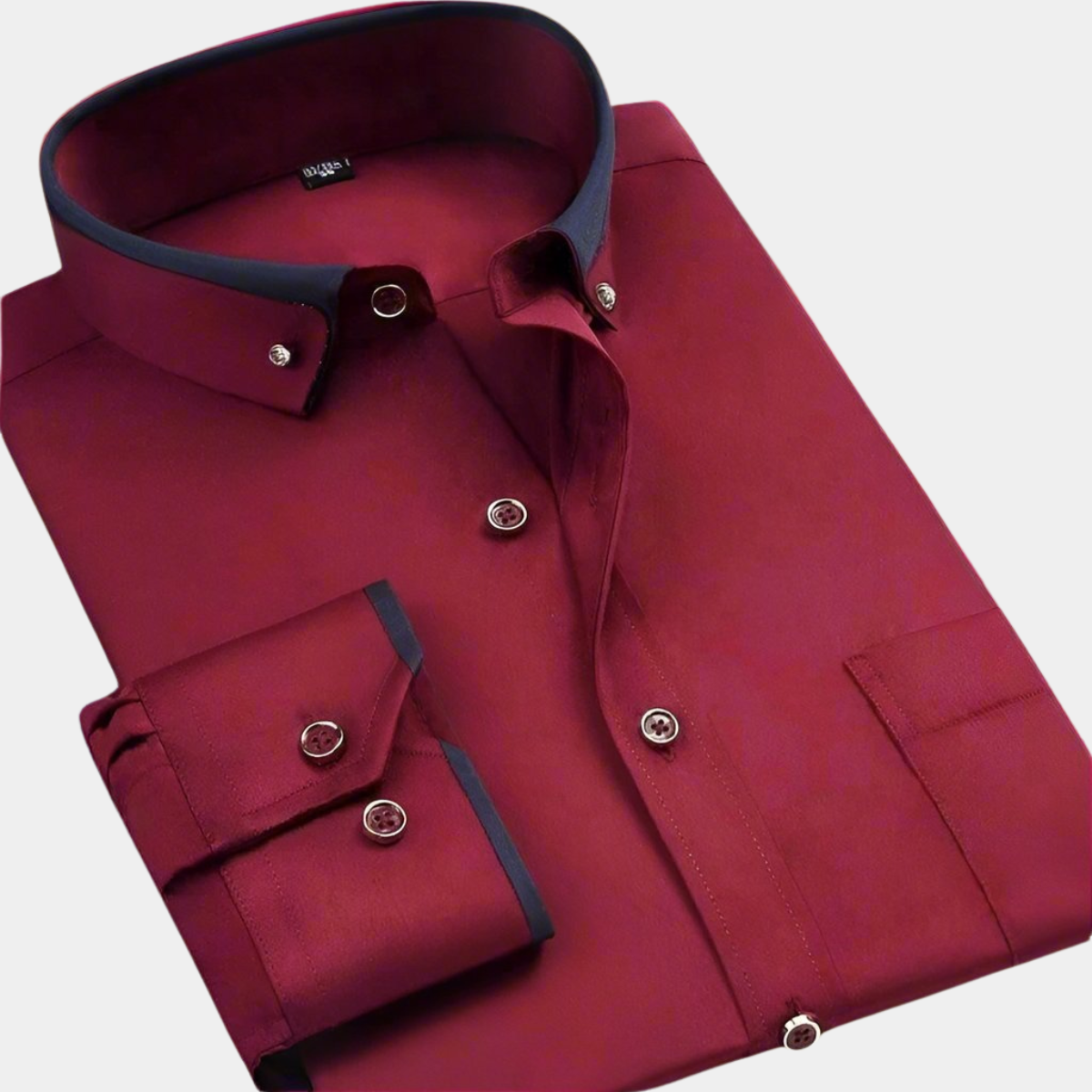 Axel | Men's Cotton Dress Shirt Black Burgundy Trim