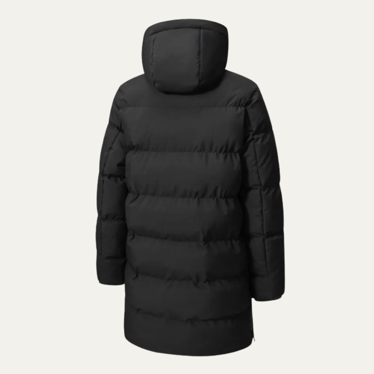 Ashton | Men's Puffer Coat Black Longline Hooded