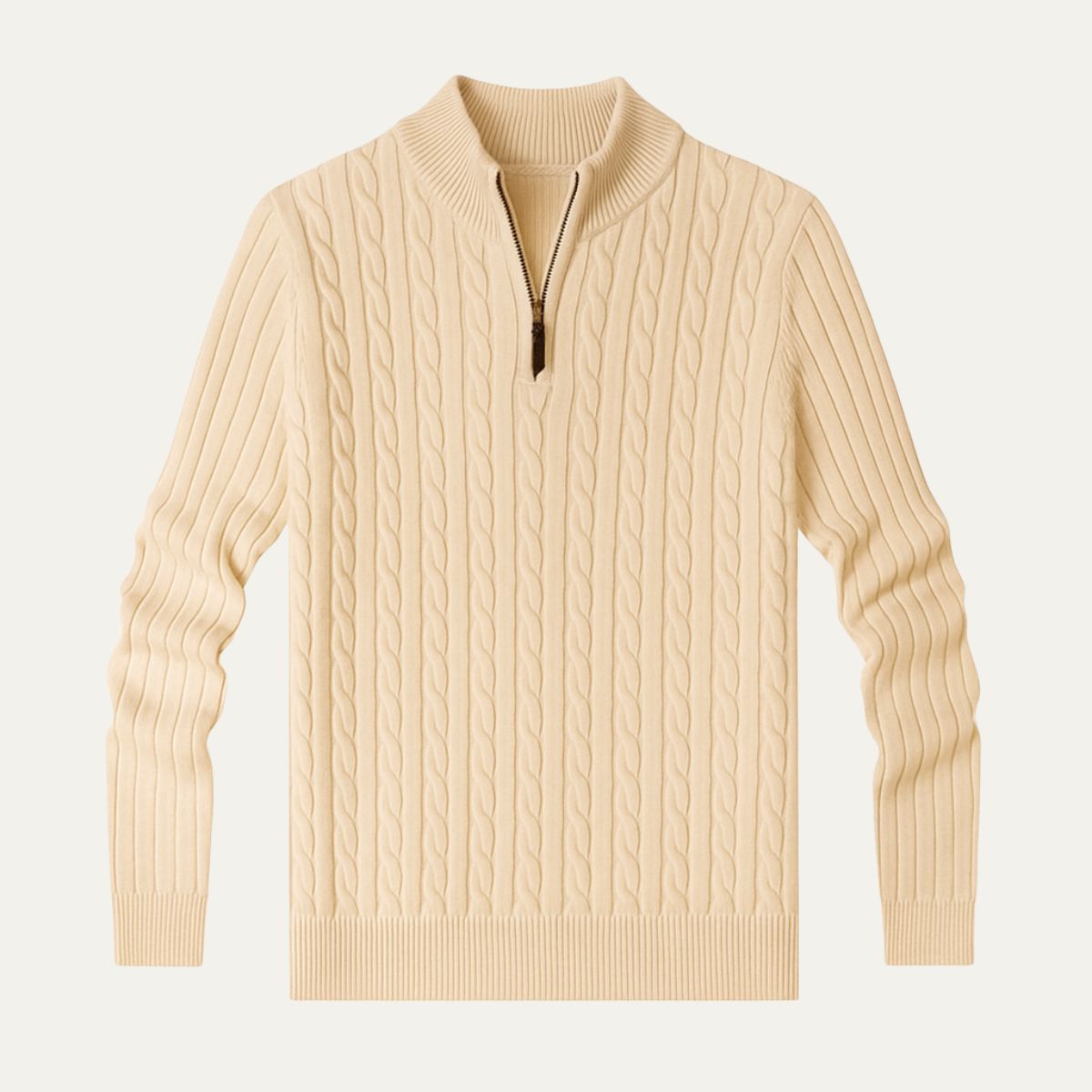 Stella | Men's Cable Knit Quarter Zip Sweater Gray