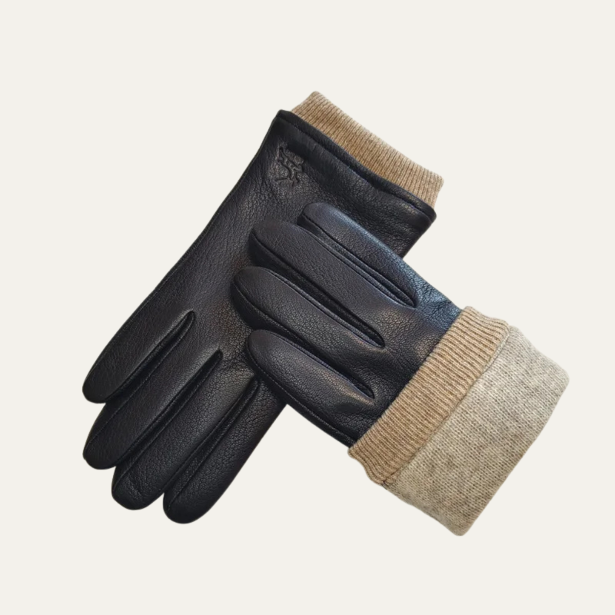 Rowan | Men's Leather Gloves Black Wool Lined Winter Driving