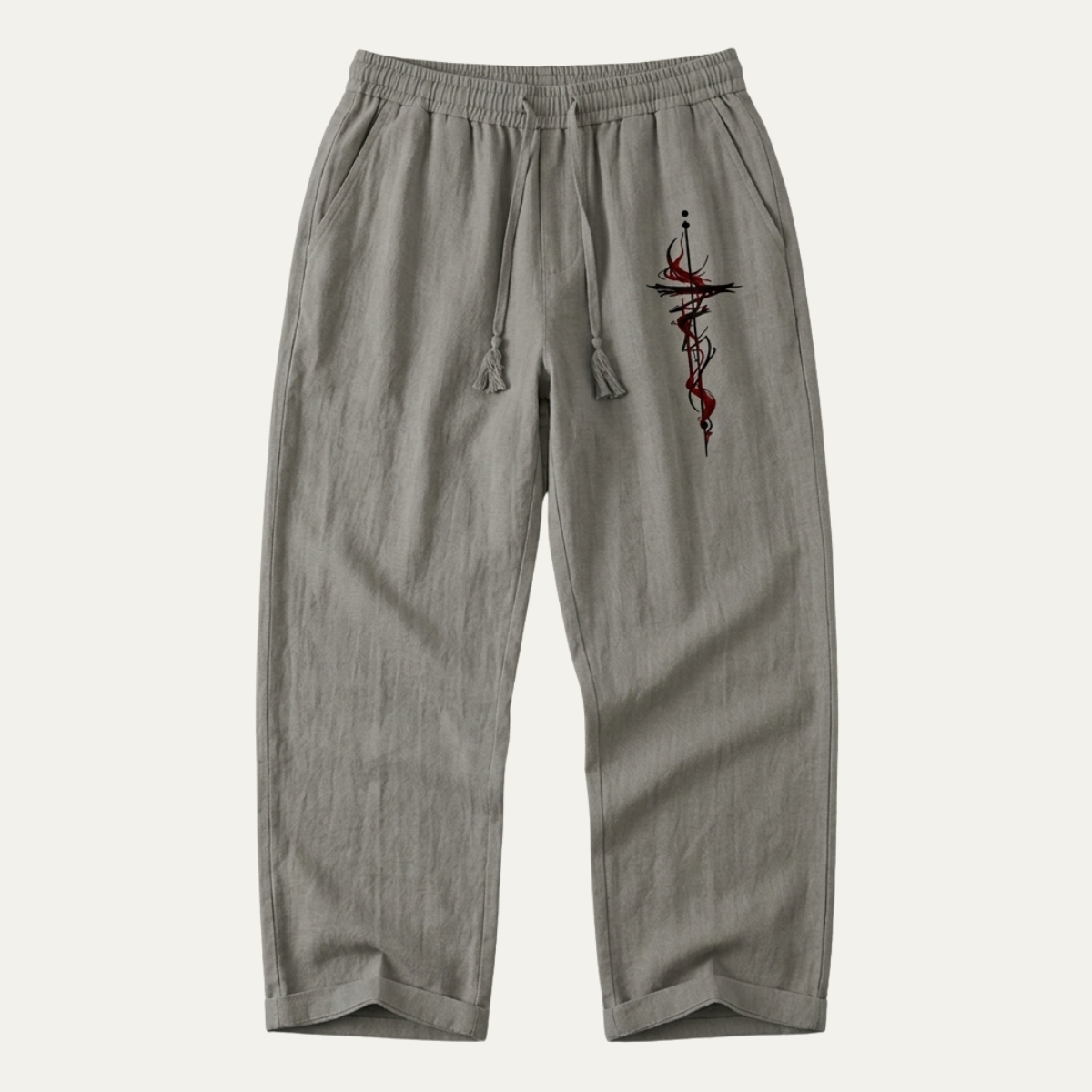 Ash | Men's Linen Pants Light Blue Drawstring Relaxed Fit