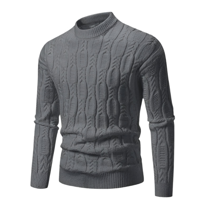 Marco | Men's Cable Knit Sweater Rust Crew Neck