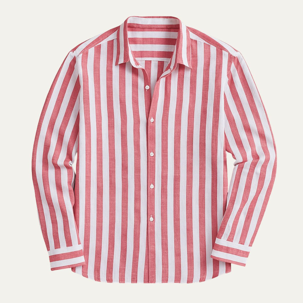 Dama Washington Beau men's linen striped button up shirt sage green - view 2