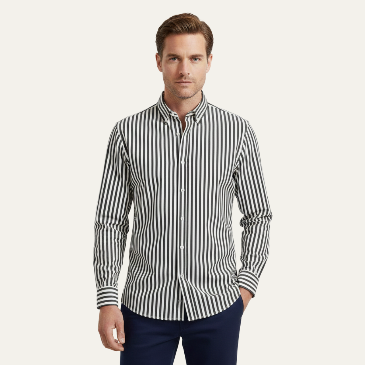 Blake | Men's Striped Button Up Shirt Blue White