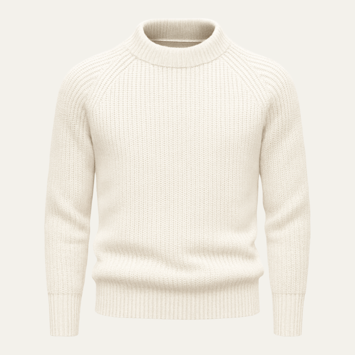Bram | Men's Crew Neck Sweater Cream Ribbed Knit