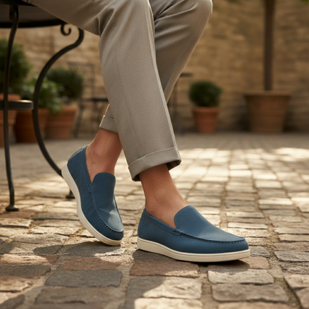 Axel | Men's Suede Loafer Cream Casual Slip On
