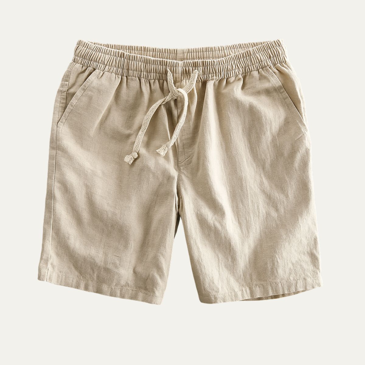 Bram | Men's Linen Shorts Cream Relaxed Fit Drawstring
