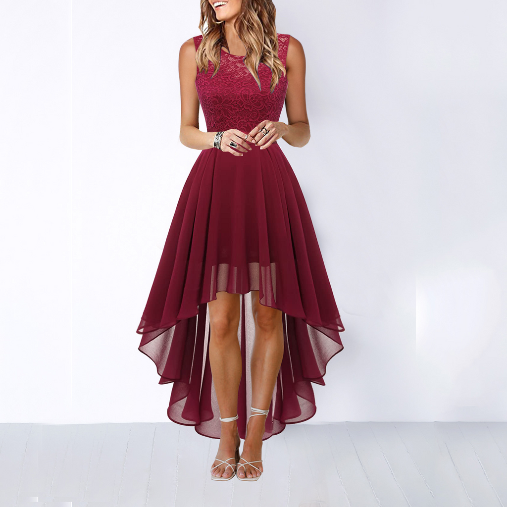 Dama Washington Lola women's high low formal dress burgundy lace - view 10