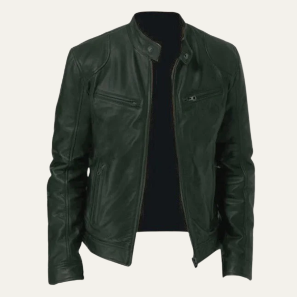 Beau | Men's Leather Jacket Burgundy Zip Up