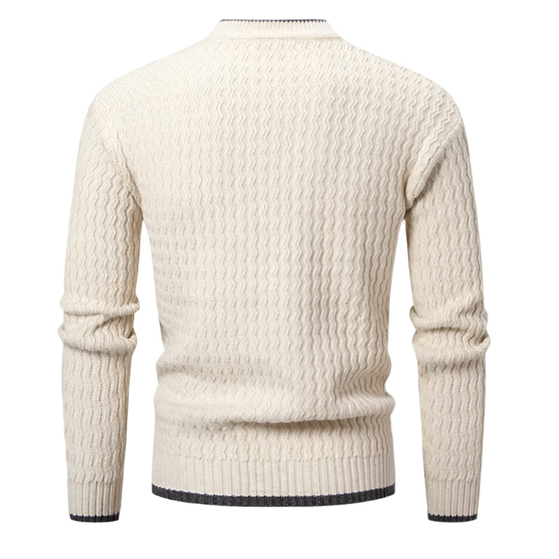 Bram | Men's Cable Knit Sweater Cream Crew Neck
