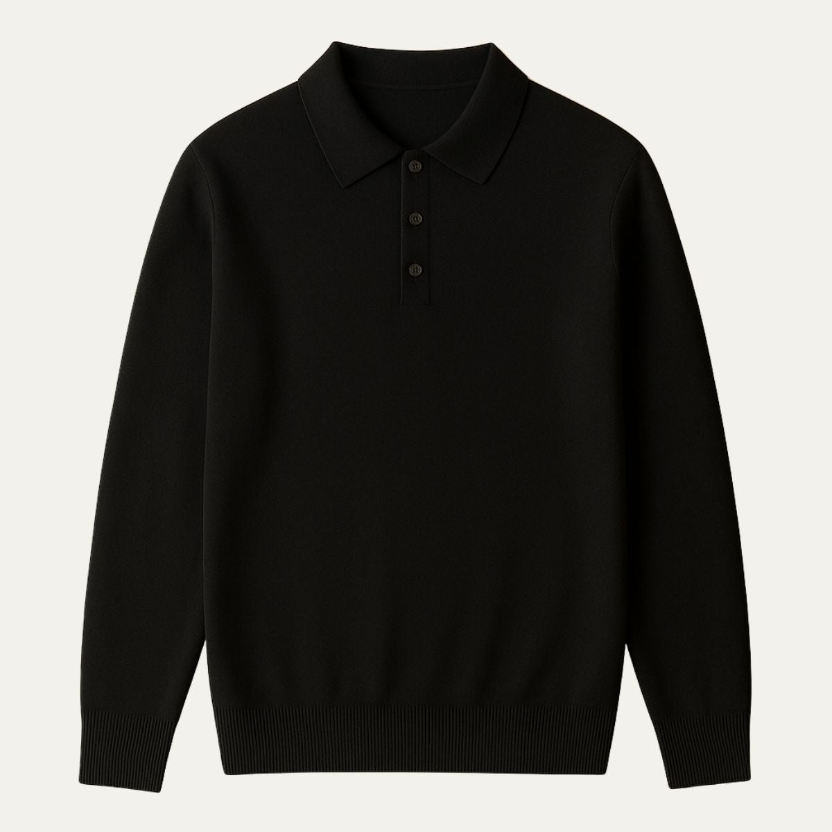 Sable | Men's Knit Polo Sweater Cream Collared
