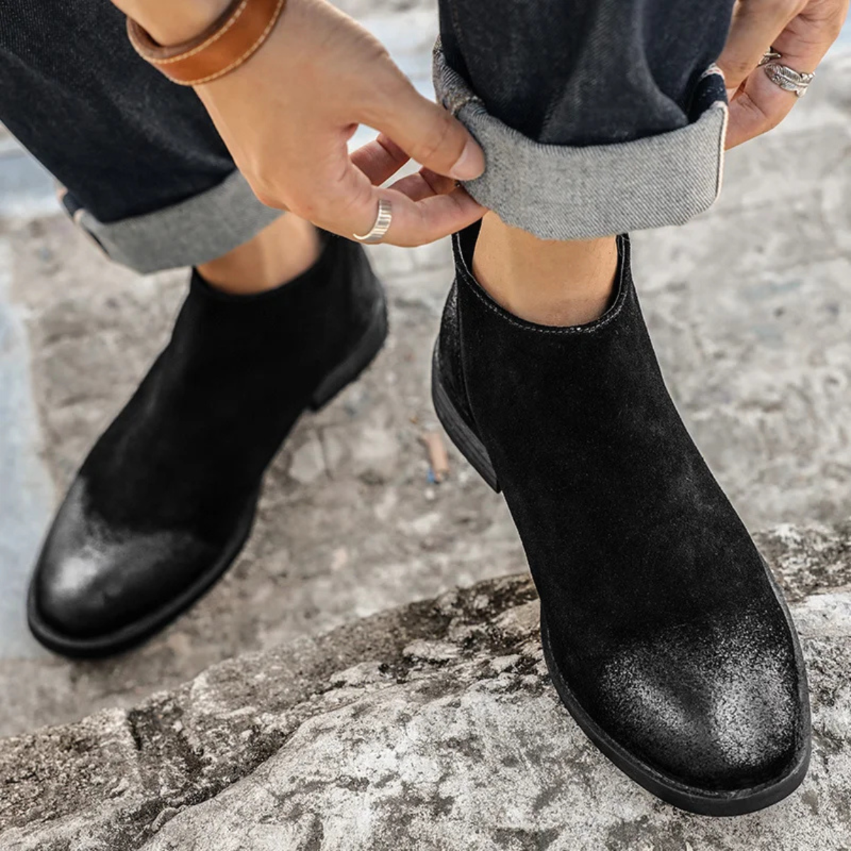 Ash | Men's Chelsea Boots Black Suede Zip Up
