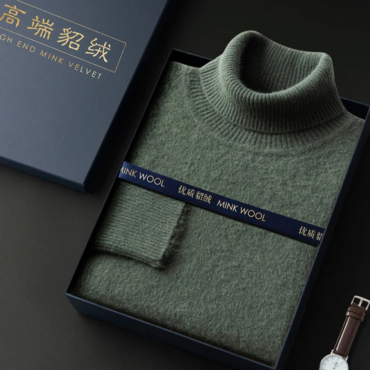 Voss | Men's Turtleneck Wool Sweater Cream