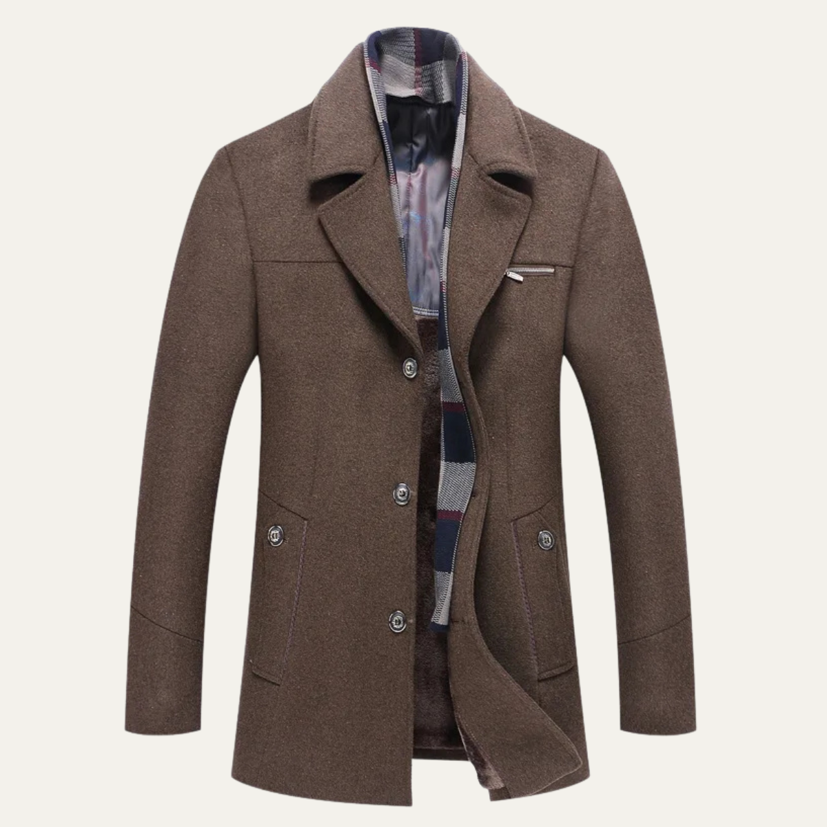 Beau | Men's Smart Casual Wool Blend Overcoat Navy