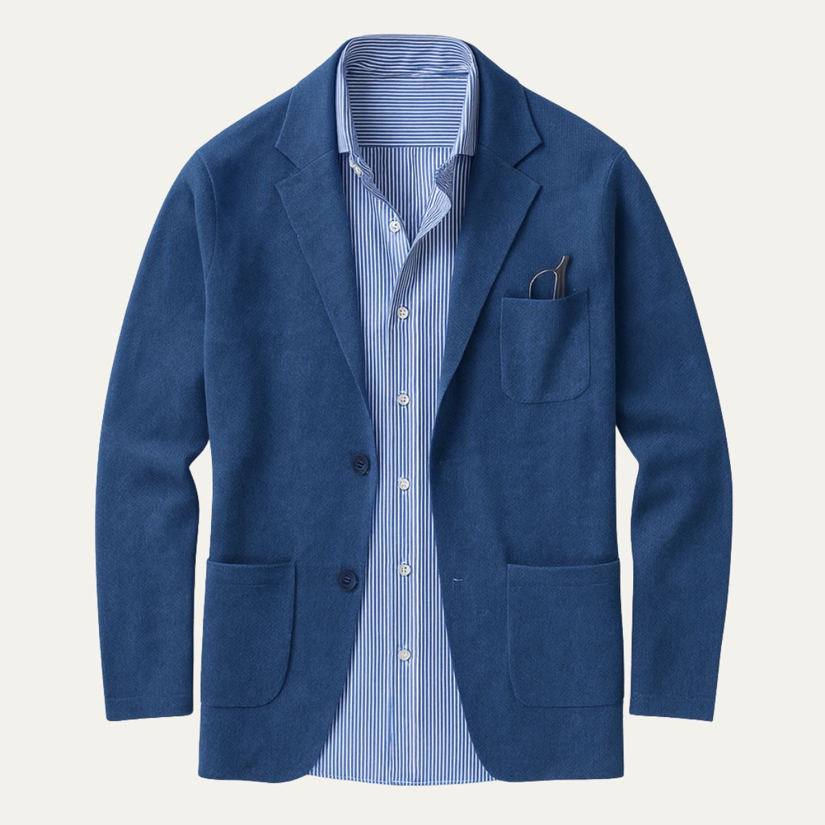 Hugo | Men's Smart Casual Linen Blazer Olive Green Stripe Shirt