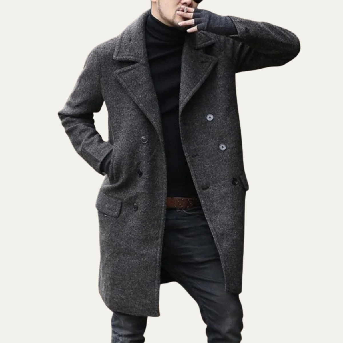 Luca | Men's Wool Blend Double Breasted Coat Brown