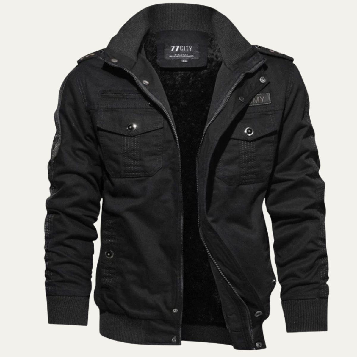 Axel | Men's Casual Quilted Bomber Jacket Beige Sherpa Lined